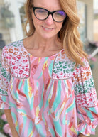 Simba Mixed Print Top - Lt Mauve Mix - Umgee Top - Jimberly's Boutique - Olive Branch - Mississippi