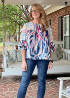Simba Mixed Print Top - Teal Mix - Umgee Top - Jimberly's Boutique - Olive Branch - Mississippi