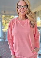 Simple Sutton Sweatshirt - Coral (S - 3X) - Sweatshirt - Jimberly's Boutique - Olive Branch - Mississippi