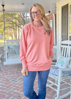 Simple Sutton Sweatshirt - Coral (S - 3X) - Sweatshirt - Jimberly's Boutique - Olive Branch - Mississippi
