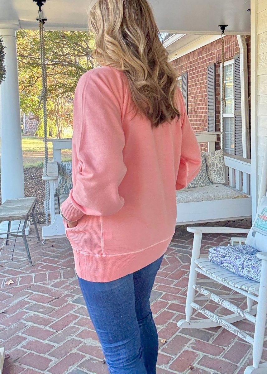 Simple Sutton Sweatshirt - Coral (S - 3X) - Sweatshirt - Jimberly's Boutique - Olive Branch - Mississippi