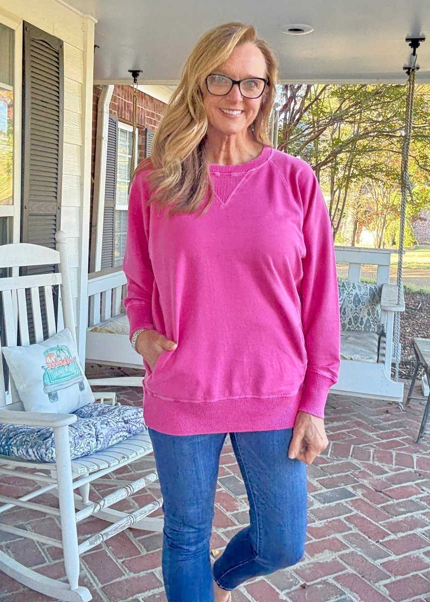 Simple Sutton Sweatshirt - Hot Pink (S - 3X) - Sweatshirt - Jimberly's Boutique - Olive Branch - Mississippi