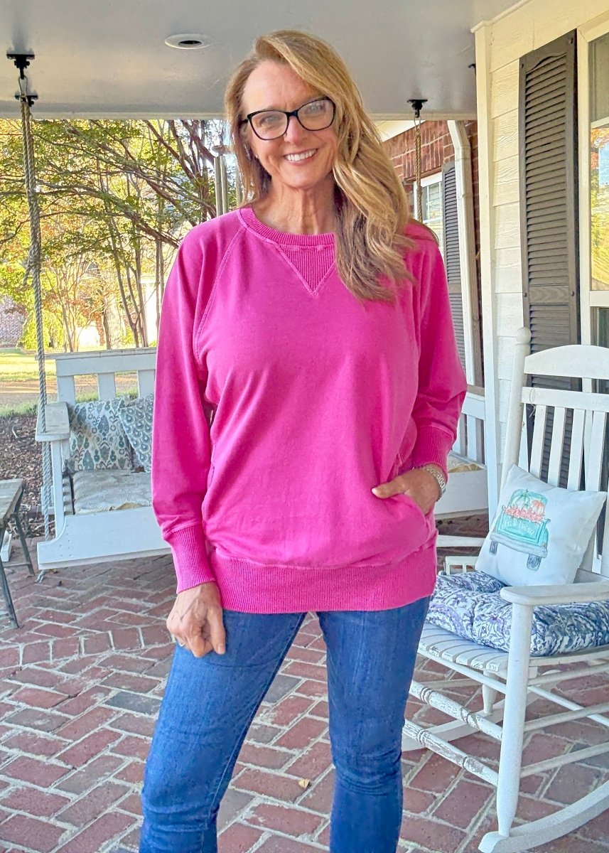 Simple Sutton Sweatshirt - Hot Pink (S - 3X) - Sweatshirt - Jimberly's Boutique - Olive Branch - Mississippi