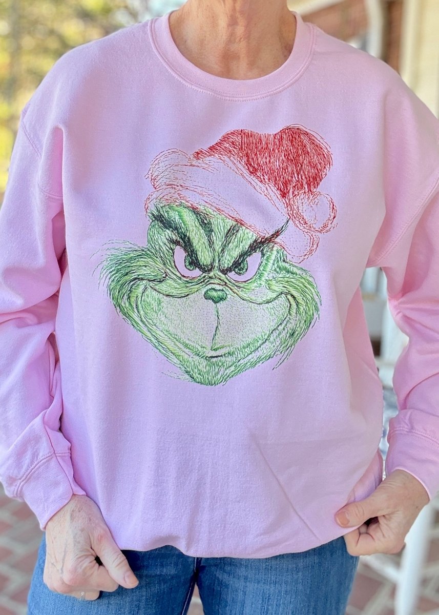 Sketchy Grinch Sweatshirt - sweatshirt - Jimberly's Boutique - Olive Branch - Mississippi