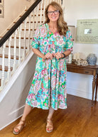 Slightly Distracted Midi Dress - Emerald Mix | Umgee Paisley Print - Umgee Dress - Jimberly's Boutique - Olive Branch - Mississippi