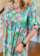 Slightly Distracted Midi Dress - Emerald Mix | Umgee Paisley Print - Umgee Dress - Jimberly's Boutique - Olive Branch - Mississippi