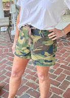 Slouchy Camo Print Patch Pocket Shorts | Risen - Risen shorts - Jimberly's Boutique - Olive Branch - Mississippi