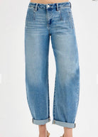 Slouchy Crop Barrel Jeans w Cuffed Hem | Risen - Barrel Jeans/Pants -Jimberly's Boutique-Olive Branch-Mississippi