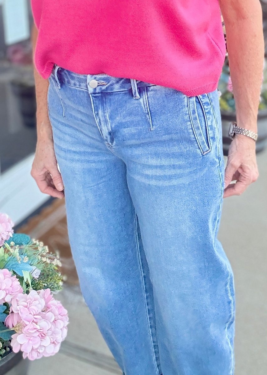 Slouchy Crop Barrel Jeans w Cuffed Hem | Risen - Barrel Jeans/Pants -Jimberly's Boutique-Olive Branch-Mississippi