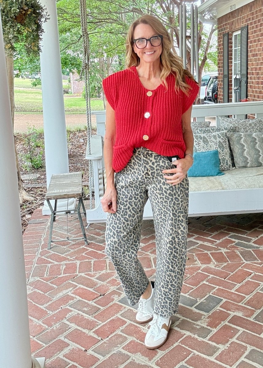 Slouchy Leopard Barrel Pants - Coffee | Risen - risen jeans - Jimberly's Boutique - Olive Branch - Mississippi
