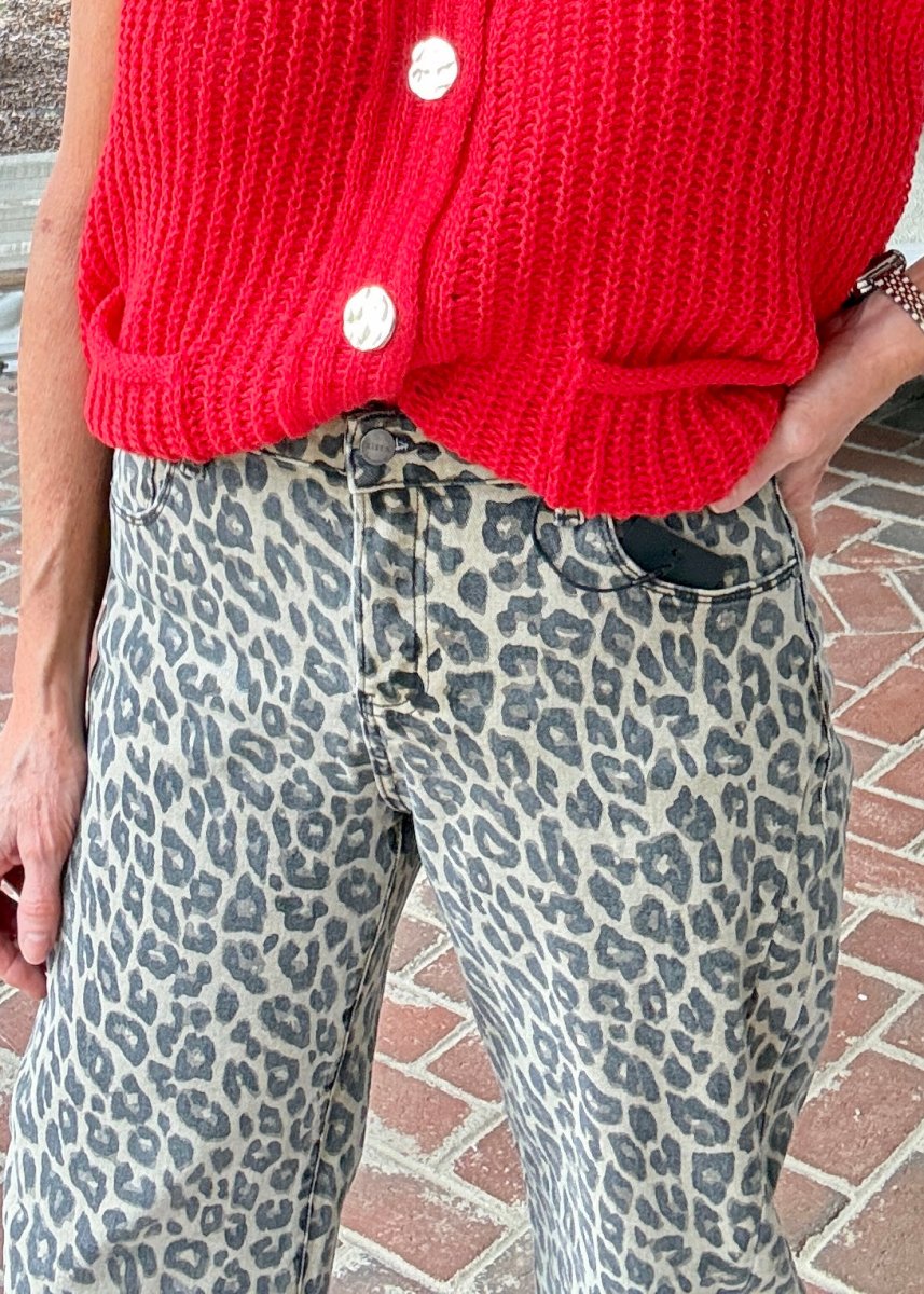 Slouchy Leopard Barrel Pants - Coffee | Risen - risen jeans - Jimberly's Boutique - Olive Branch - Mississippi