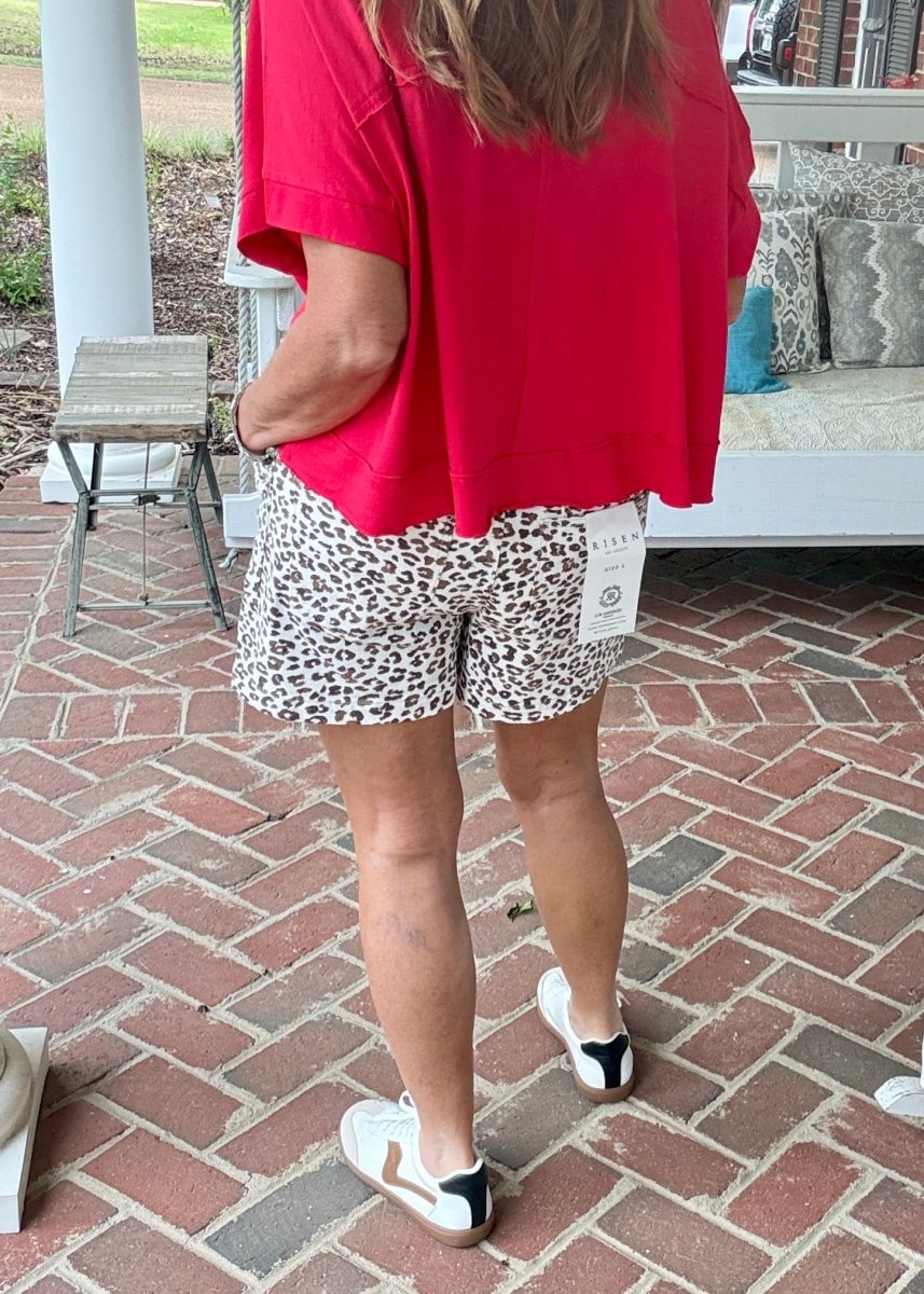 Slouchy Leopard Print Patch Pocket Shorts | Risen - Risen shorts - Jimberly's Boutique - Olive Branch - Mississippi