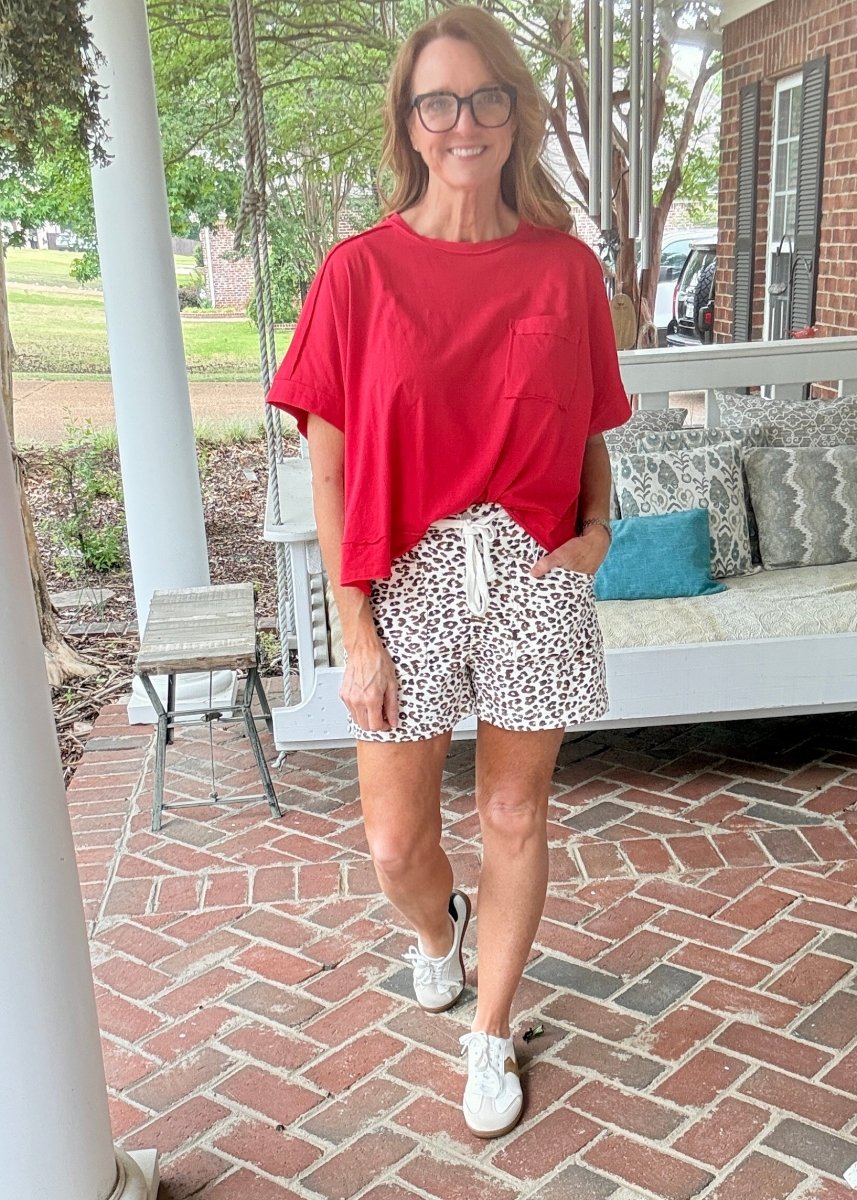 Slouchy Leopard Print Patch Pocket Shorts | Risen - Risen shorts - Jimberly's Boutique - Olive Branch - Mississippi