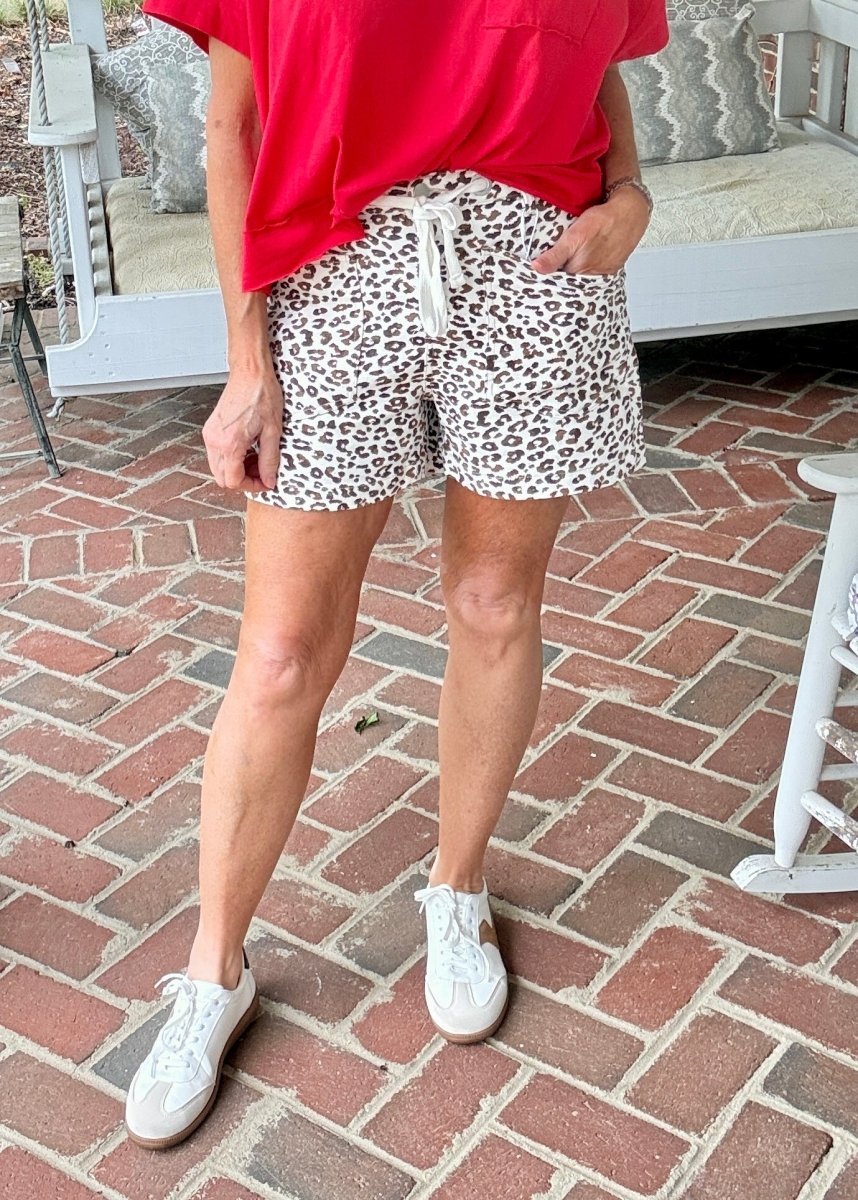 Slouchy Leopard Print Patch Pocket Shorts | Risen - Risen shorts - Jimberly's Boutique - Olive Branch - Mississippi