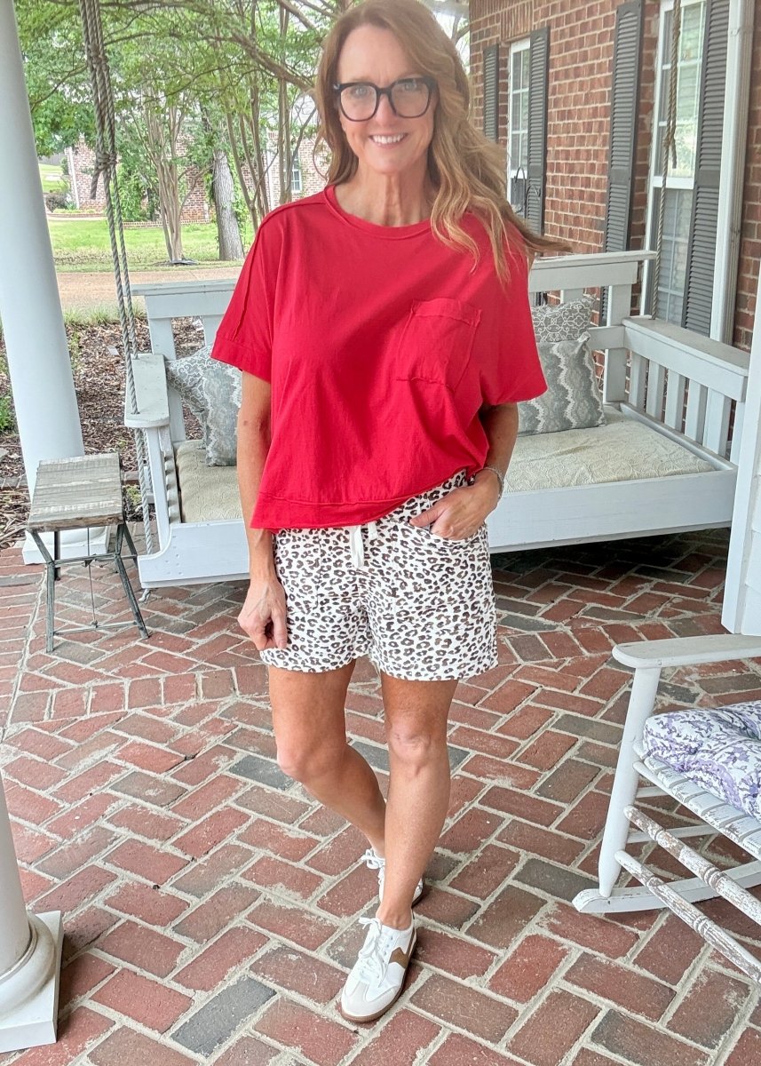 Slouchy Leopard Print Patch Pocket Shorts | Risen - Risen shorts - Jimberly's Boutique - Olive Branch - Mississippi