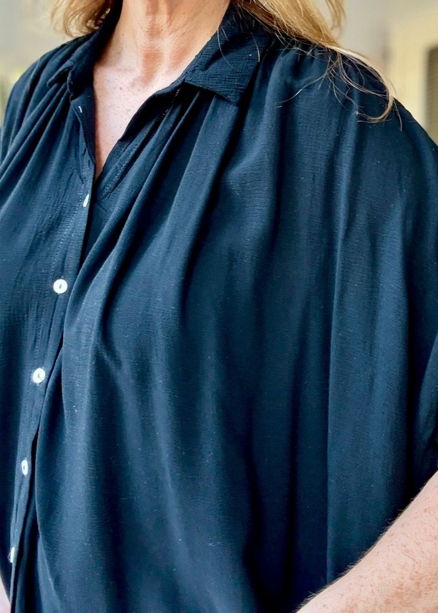 Smocked Fabric Shirt - Black - Umgee Top - Jimberly's Boutique - Olive Branch - Mississippi