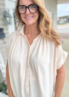 Smocked Fabric Shirt - Champagne | Umgee - Umgee Top - Jimberly's Boutique - Olive Branch - Mississippi