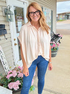 Smocked Fabric Shirt - Champagne | Umgee - Umgee Top - Jimberly's Boutique - Olive Branch - Mississippi