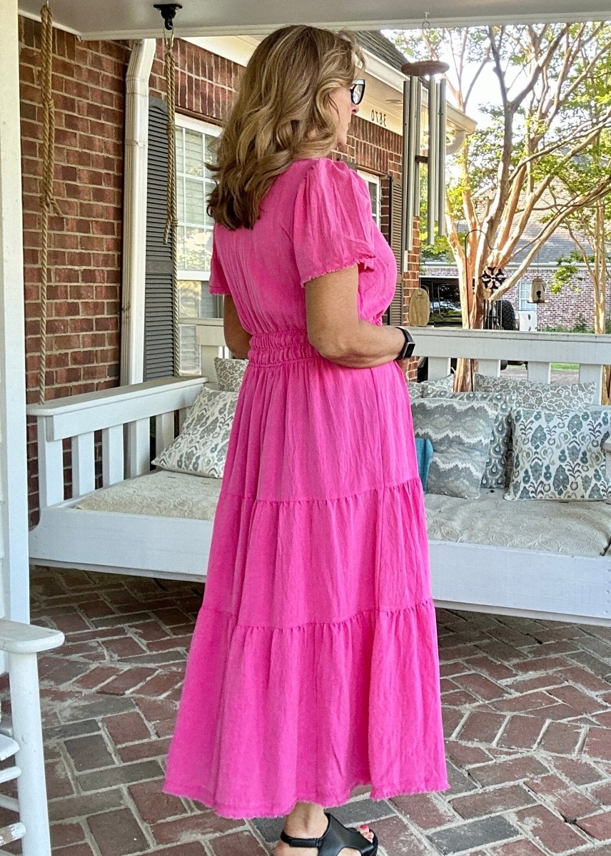 Snow Washed Maxi Dress - Hot Pink | Umgee - Umgee Dress - Jimberly's Boutique - Olive Branch - Mississippi