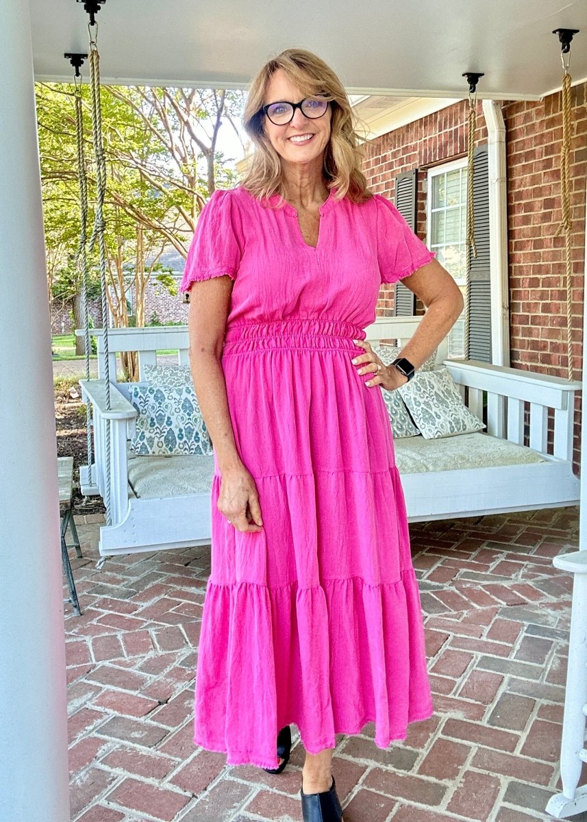 Snow Washed Maxi Dress - Hot Pink | Umgee - Umgee Dress - Jimberly's Boutique - Olive Branch - Mississippi