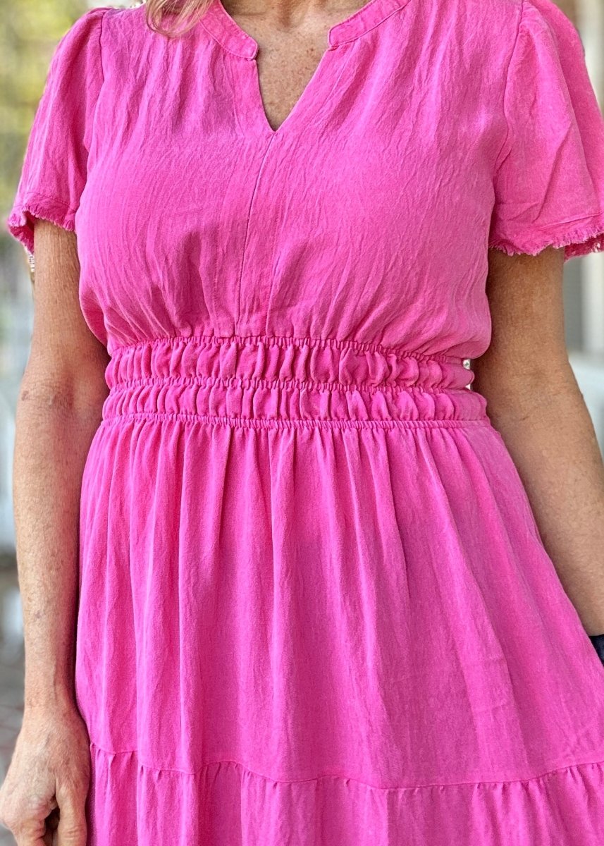 Snow Washed Maxi Dress - Hot Pink | Umgee - Umgee Dress - Jimberly's Boutique - Olive Branch - Mississippi