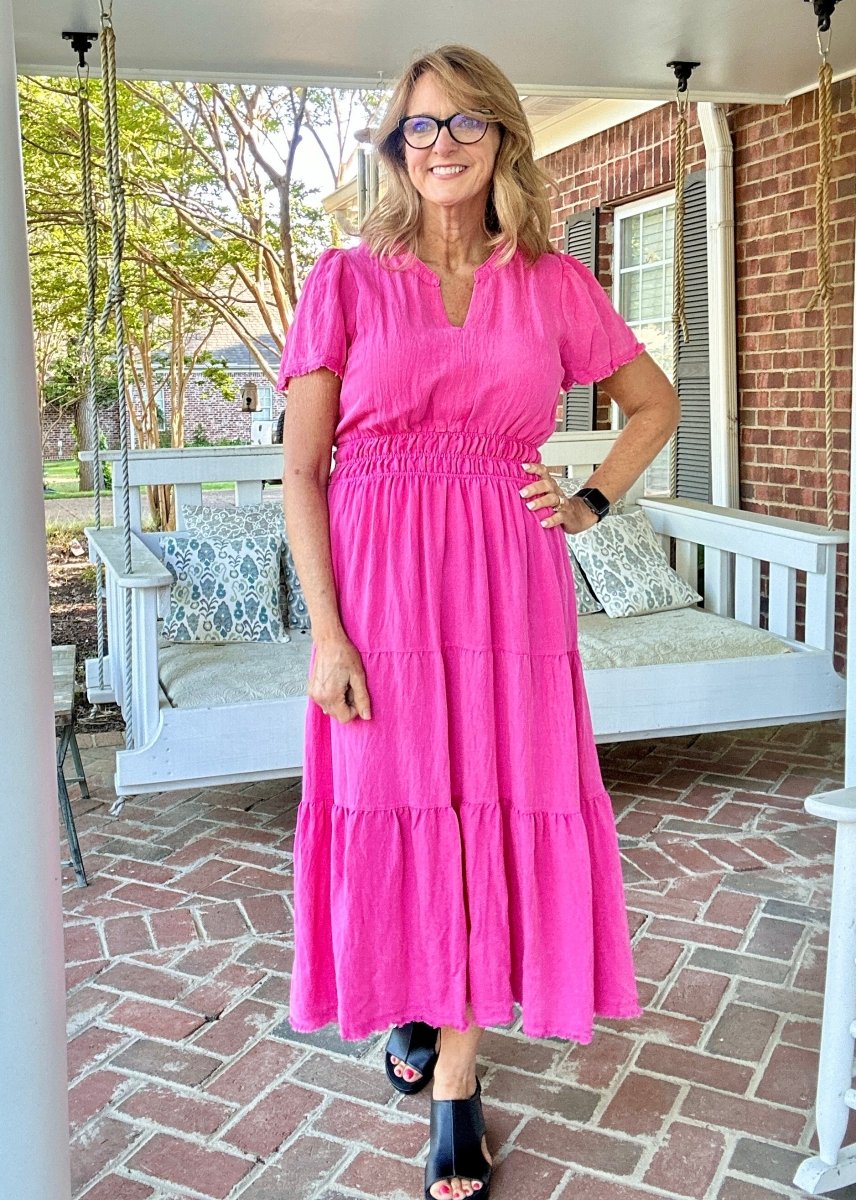 Snow Washed Maxi Dress - Hot Pink | Umgee - Umgee Dress - Jimberly's Boutique - Olive Branch - Mississippi
