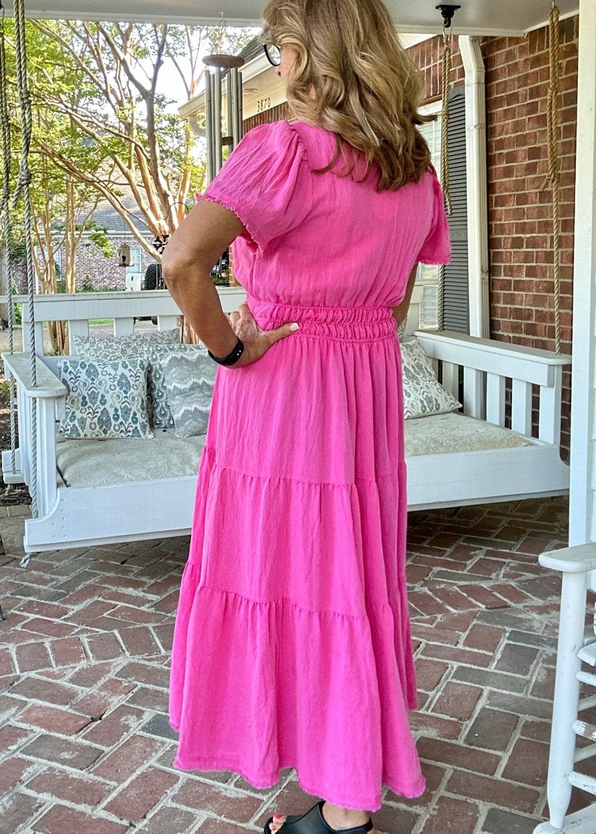 Snow Washed Maxi Dress - Hot Pink | Umgee - Umgee Dress - Jimberly's Boutique - Olive Branch - Mississippi