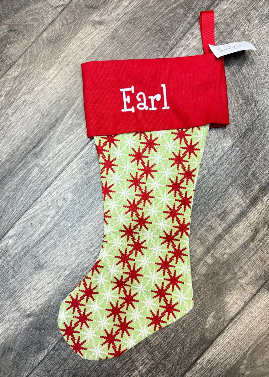 Snowflake with Red Cuff - Monogrammed Christmas Stocking - Stocking - Jimberly's Boutique - Olive Branch - Mississippi