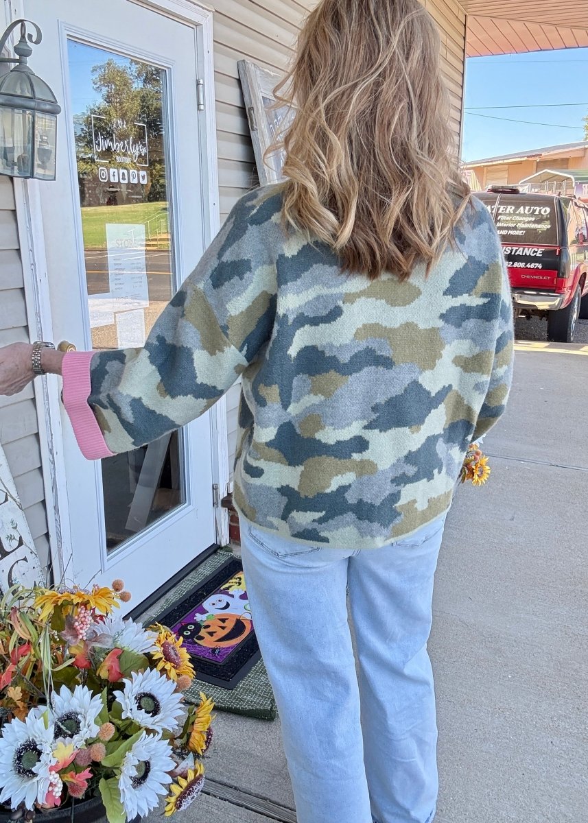 Soft Camo Contrast Sweater - sweater -Jimberly's Boutique-Olive Branch-Mississippi