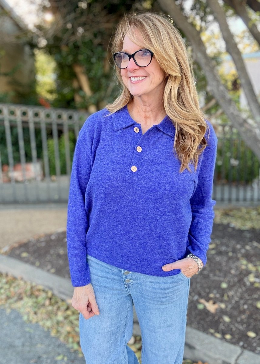Soft Collared Sweater - Bright Blue - sweater - Jimberly's Boutique - Olive Branch - Mississippi
