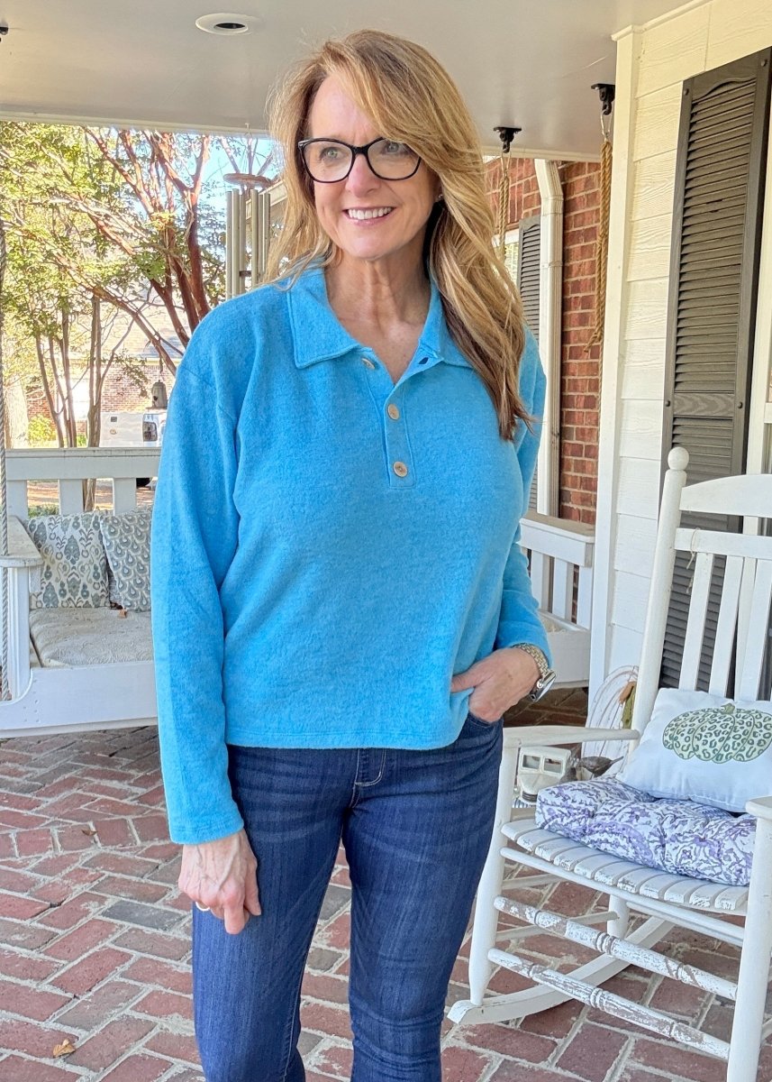 Soft Collared Sweater - Deep Sky - sweater - Jimberly's Boutique - Olive Branch - Mississippi