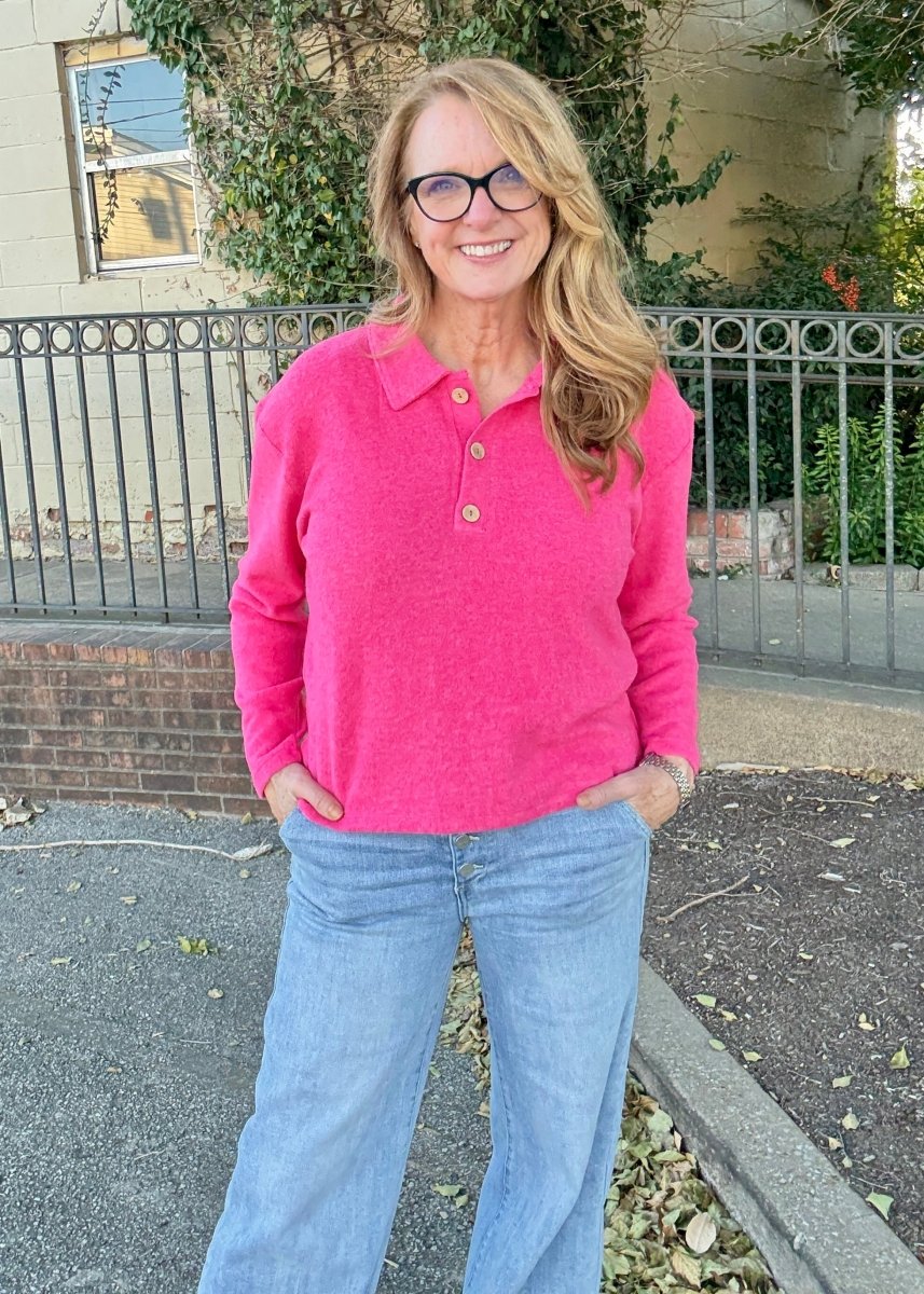 Soft Collared Sweater - Fuchsia - sweater - Jimberly's Boutique - Olive Branch - Mississippi
