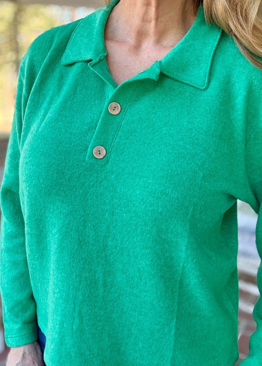 Soft Collared Sweater - Kelly Green - sweater - Jimberly's Boutique - Olive Branch - Mississippi
