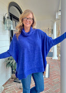 Soft Cowl Neck Poncho Sweater - Bright Blue - sweater - Jimberly's Boutique - Olive Branch - Mississippi