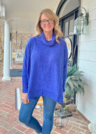 Soft Cowl Neck Poncho Sweater - Bright Blue - sweater - Jimberly's Boutique - Olive Branch - Mississippi