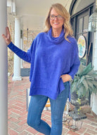 Soft Cowl Neck Poncho Sweater - Bright Blue - sweater - Jimberly's Boutique - Olive Branch - Mississippi