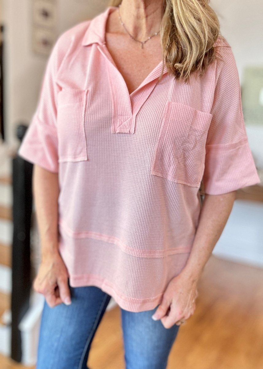 Soft Thermal Collar Top - Peachy Pink - Jimberly's Boutique - Olive Branch - Mississippi