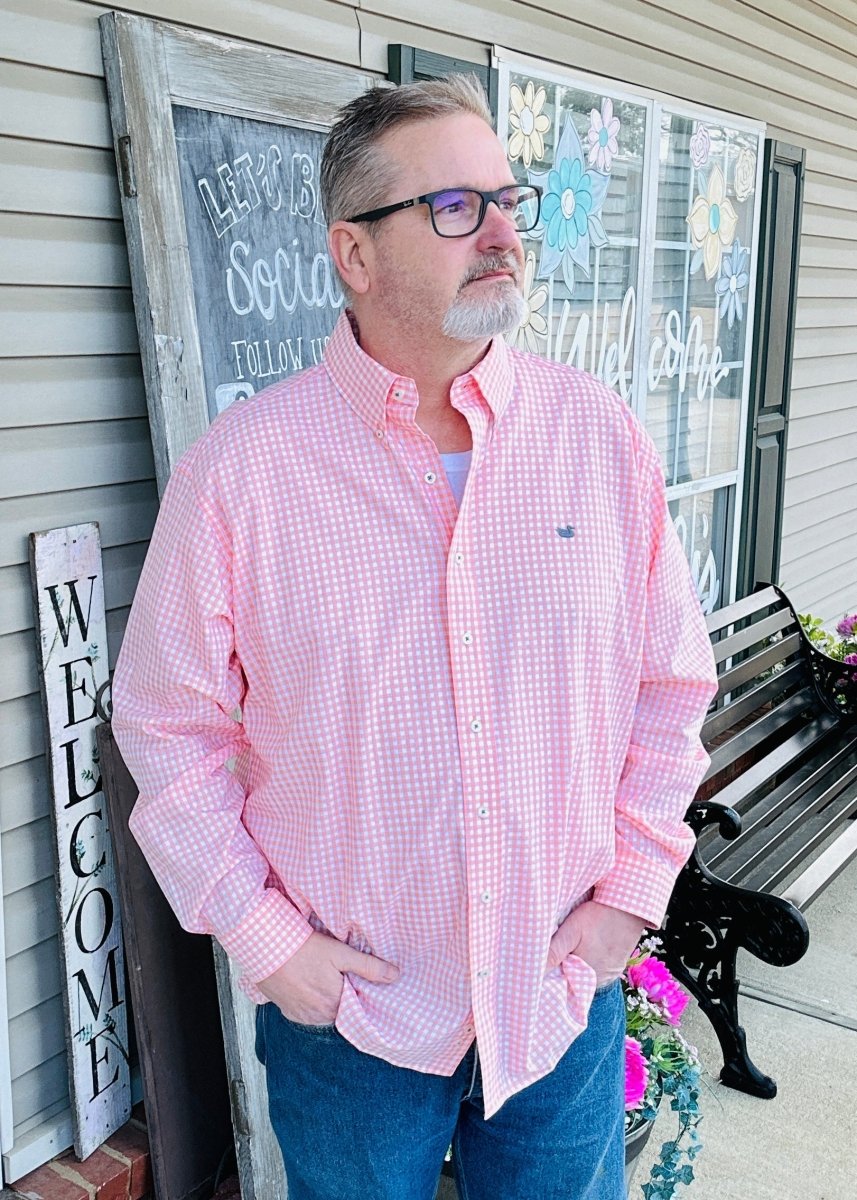 Southern Marsh | Brentwood | Dress Shirt | Peach - Southern Marsh Dress Shirt -Jimberly's Boutique-Olive Branch-Mississippi