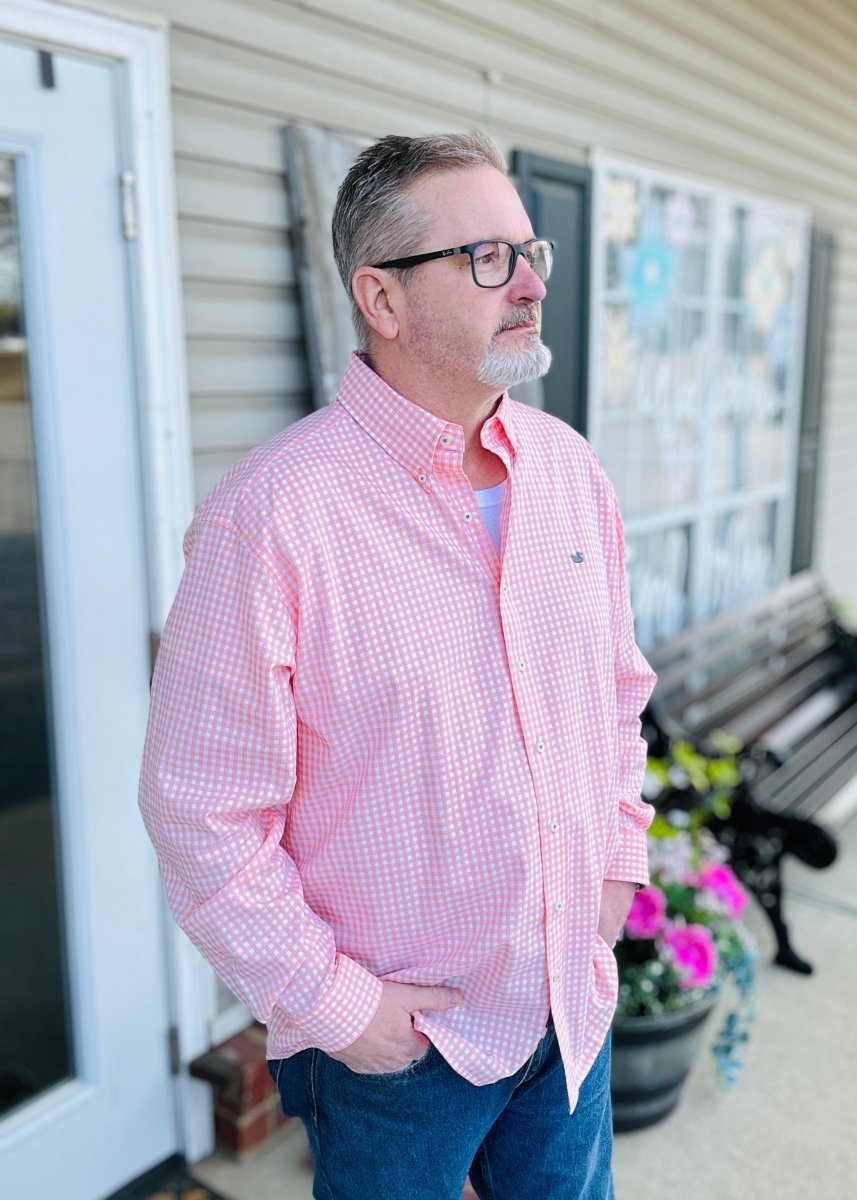 Southern Marsh | Brentwood | Dress Shirt | Peach - Southern Marsh Dress Shirt -Jimberly's Boutique-Olive Branch-Mississippi