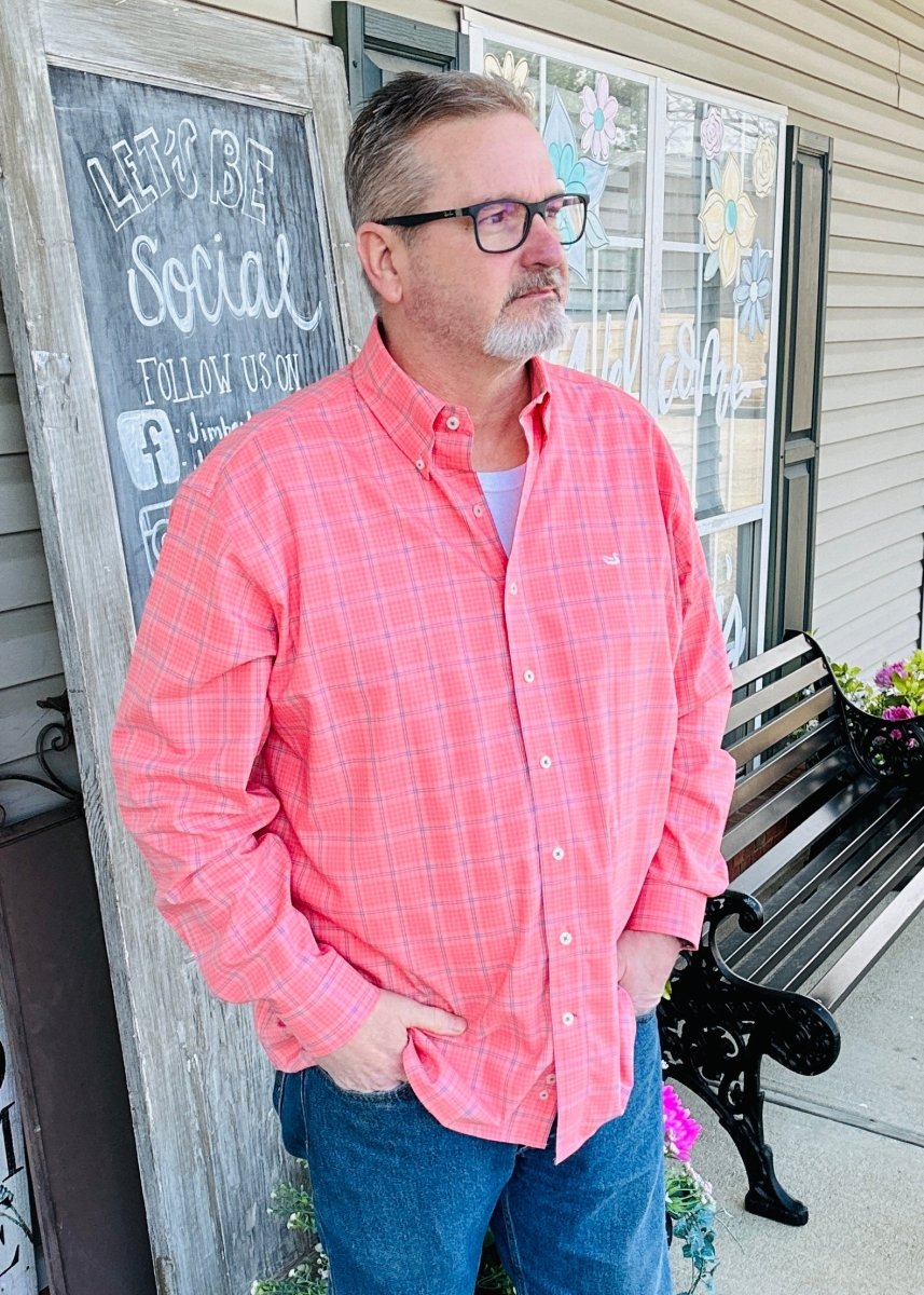 Southern Marsh | Calabash Performance Dress Shirt | Peach & Coral - Southern Marsh Dress Shirt -Jimberly's Boutique-Olive Branch-Mississippi