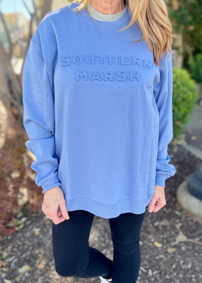 Southern Marsh Plateau Embossed Sweatshirt - Washed Blue - Southern Marsh Sweatshirt - Jimberly's Boutique - Olive Branch - Mississippi
