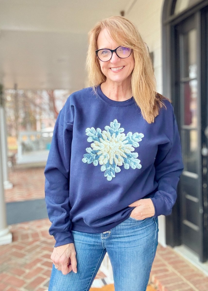 Special Faux Crochet Snowflake Sweatshirt - sweatshirt - Jimberly's Boutique - Olive Branch - Mississippi