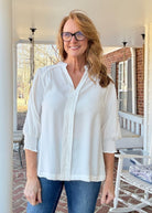 Split Neck Woven Top - Off White | Umgee - Umgee Top - Jimberly's Boutique - Olive Branch - Mississippi