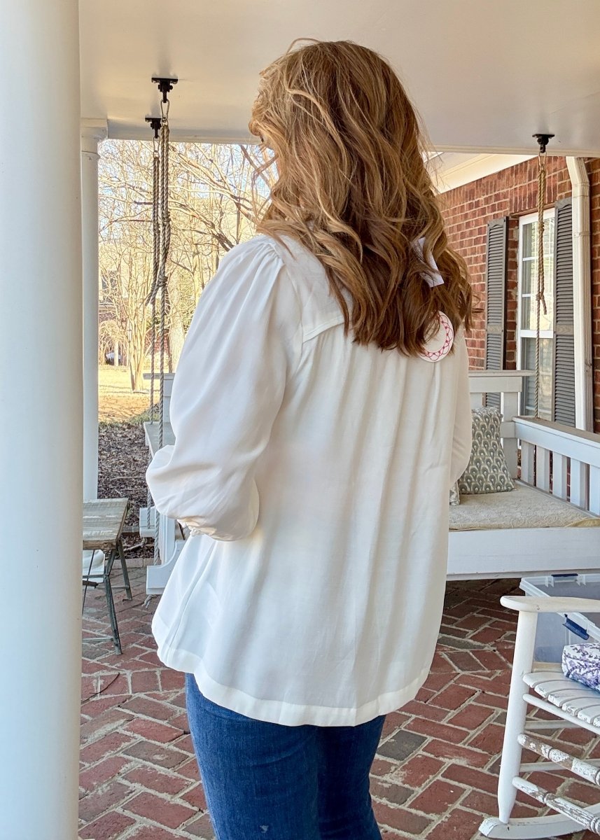 Split Neck Woven Top - Off White | Umgee - Umgee Top - Jimberly's Boutique - Olive Branch - Mississippi