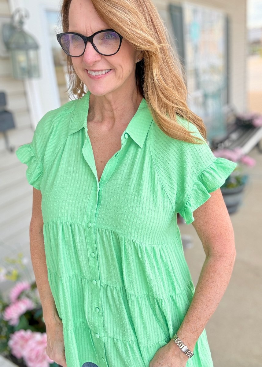 Spring Forward Tiered Top - Green - Umgee Top - Jimberly's Boutique - Olive Branch - Mississippi