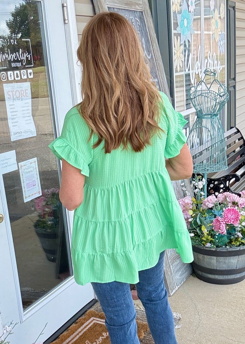 Spring Forward Tiered Top - Green - Umgee Top - Jimberly's Boutique - Olive Branch - Mississippi