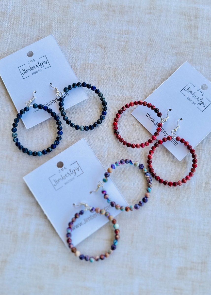 Stone Hoop Earrings - Earrings - Jimberly's Boutique - Olive Branch - Mississippi