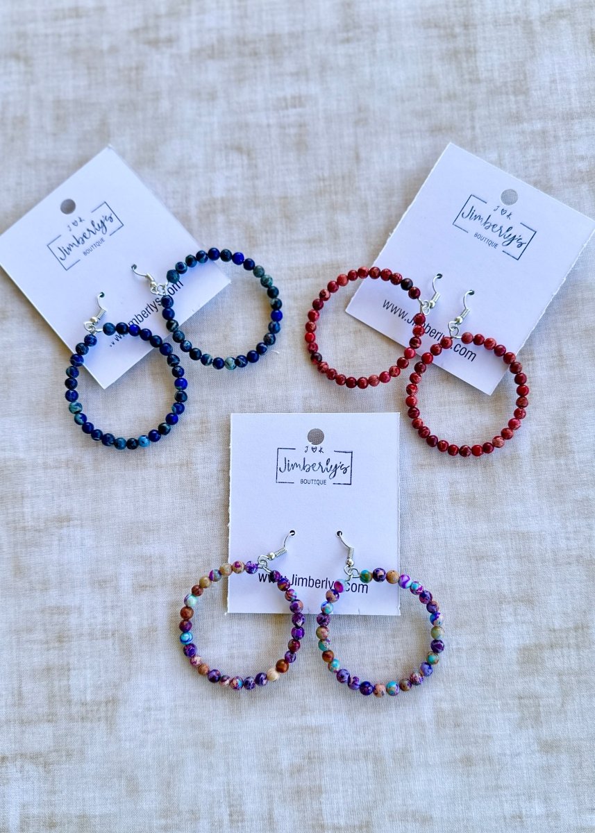 Stone Hoop Earrings - Earrings - Jimberly's Boutique - Olive Branch - Mississippi