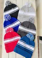 Striped Pom Beanie - beanie - Jimberly's Boutique - Olive Branch - Mississippi