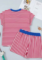 Striped V Neck Shorts Set - Red - short set -Jimberly's Boutique-Olive Branch-Mississippi